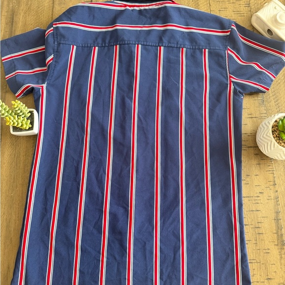 Casual Blue and Red Striped Button Down Shirt - Picture 8 of 10